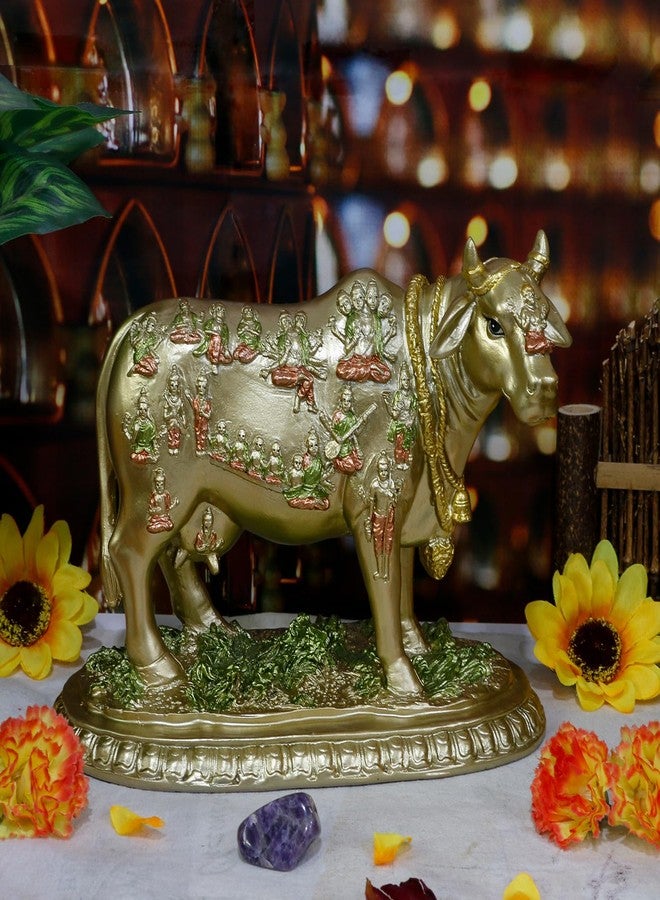BangBangDa Hindu God Kamadhenu Cow Statue - Hinduism Diwali Gifts Home Office Mandir Altar Shrie Pooja Item Spiritural Ornament for Yoga Room Wish-Fulfilling Cow Sculpture Indian Wedding Return Gifts Pooja Item - Image 1